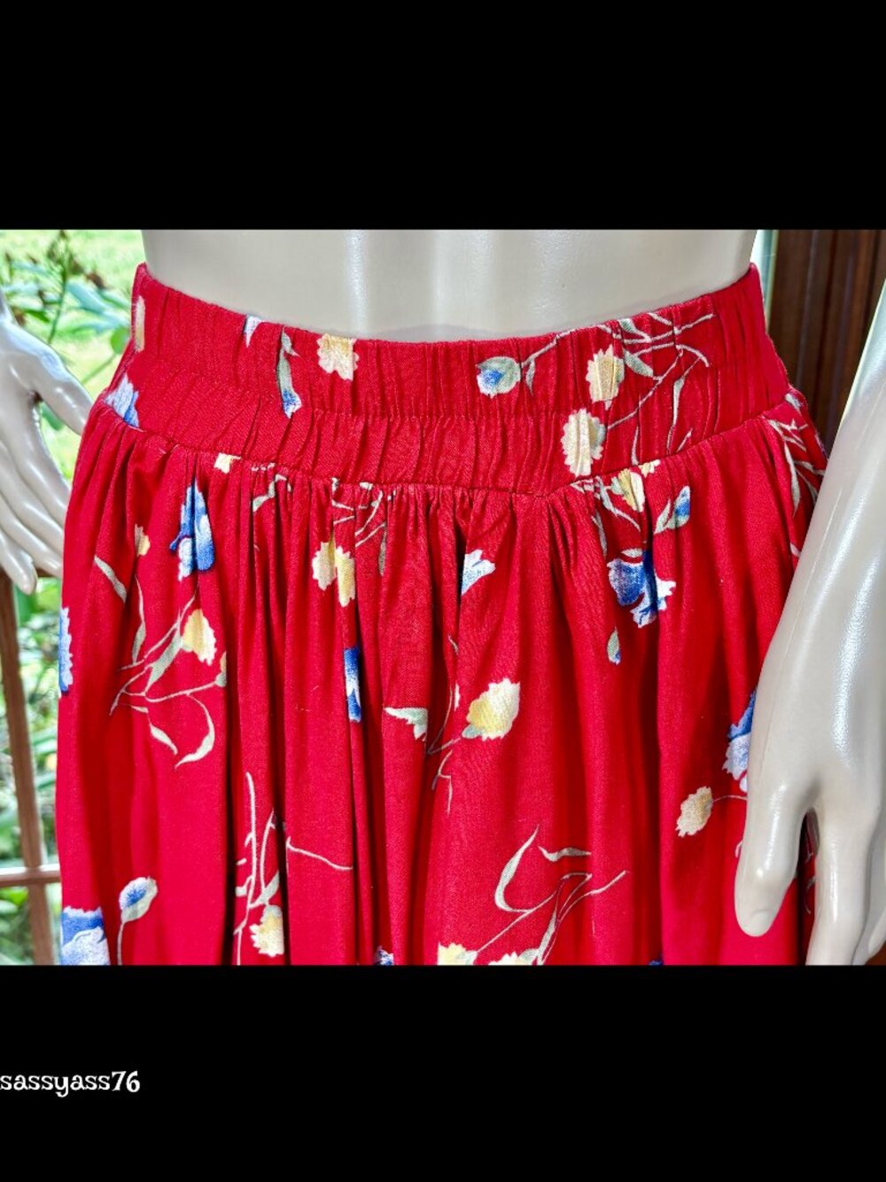 ▪️VTG▪️STONEBRIDGE▪️1990's Red Floral Pleated Bohemian Maxi Skirt - Picture 3 of 7
